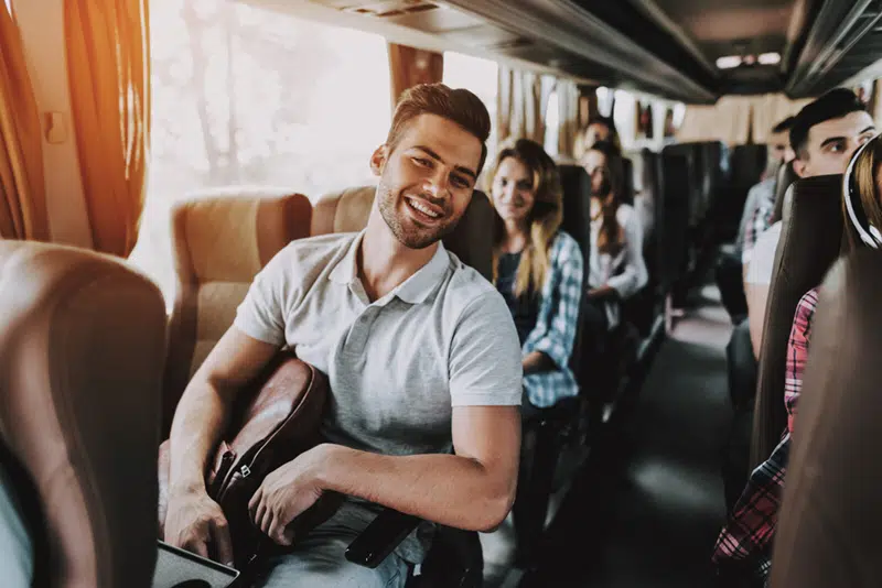 man sitting in the bus